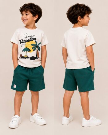 YUKTH KIDS Boys Printed T-shirt and Shorts set.