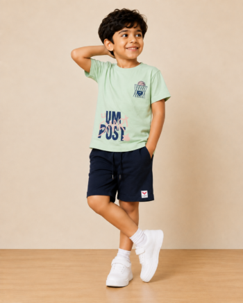 YUKTH KIDS Boys Printed T-shirt and Shorts set.